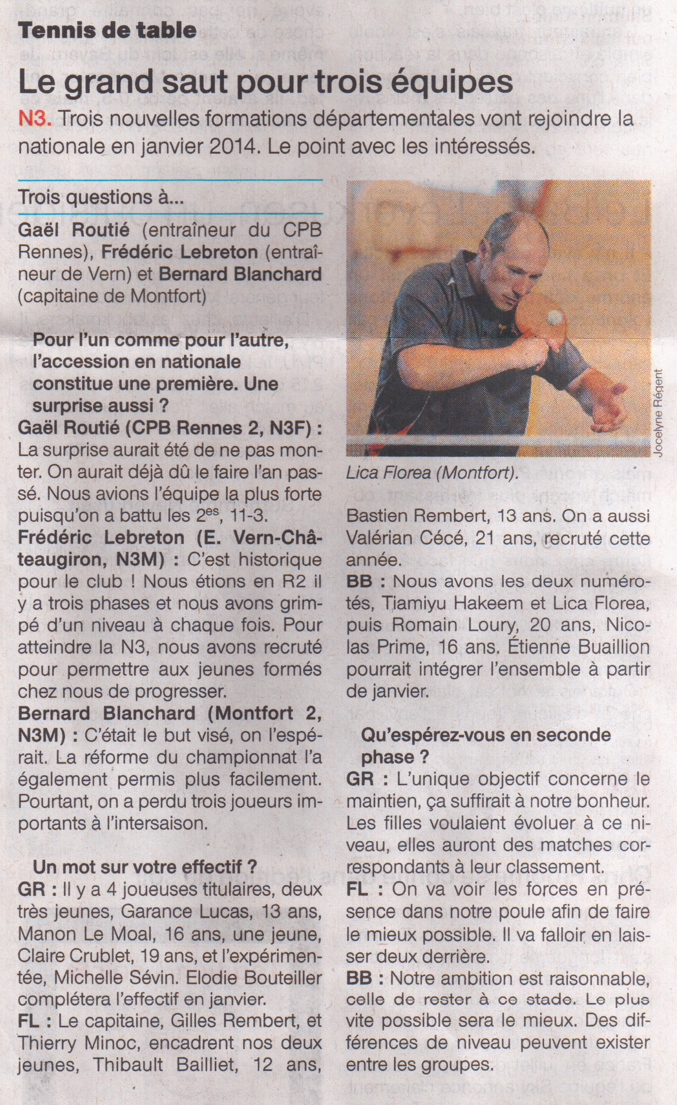 Article Ouest-France 17 décembre 2013 page sports